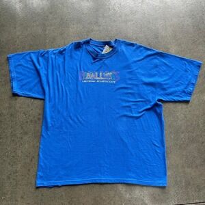 Vintage Blue Bally's Las Vegas Atlantic City Size XL Graphic Tee Shirt